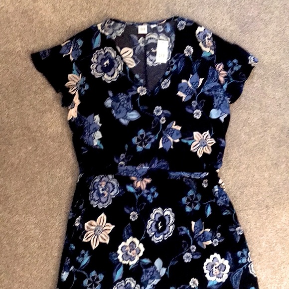 ECO FRIENDLY GAP Navy Blue Floral Dress - Picture 3 of 8